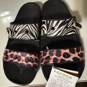 CROCS Classic Animal Remix Sandals - Cheetah and Zebra